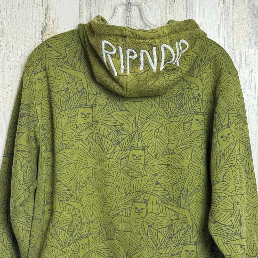 RIPNDIP Hoodie Cat Leaf Graphic Print Sweatshirt Mens small - Picture 6 of 10
